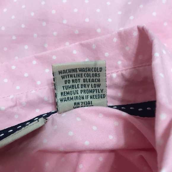 L.L. Bean Polka Dot Pastel Pink Long Sleeve Button Down Shirt Women’s Size Large - Picture 9 of 9